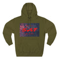 SAF Galaxy Panel Hoodie — Graphic Fleece Pullover with Red Script