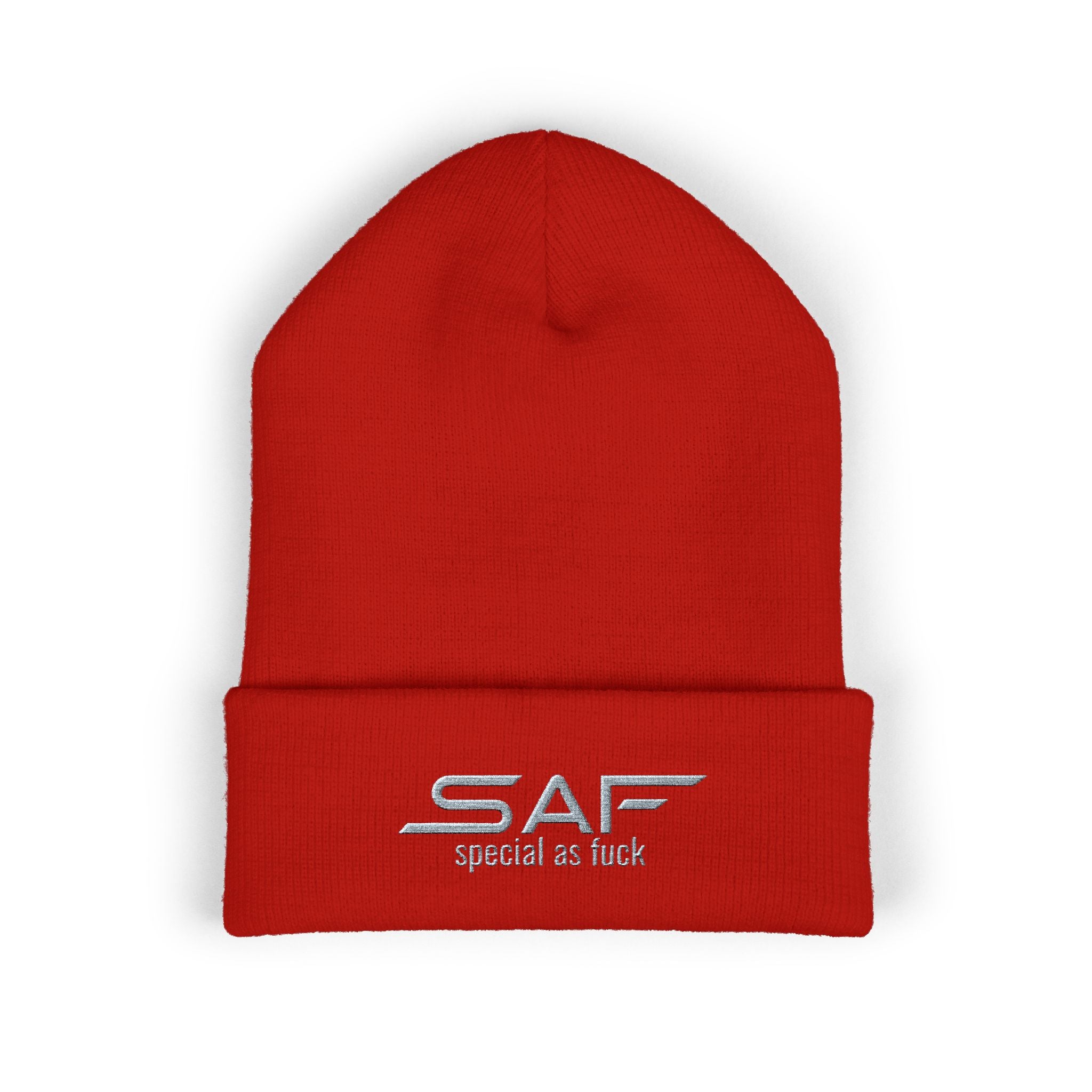 Embroidered 'SAF - special as fuck' Cuffed Beanie