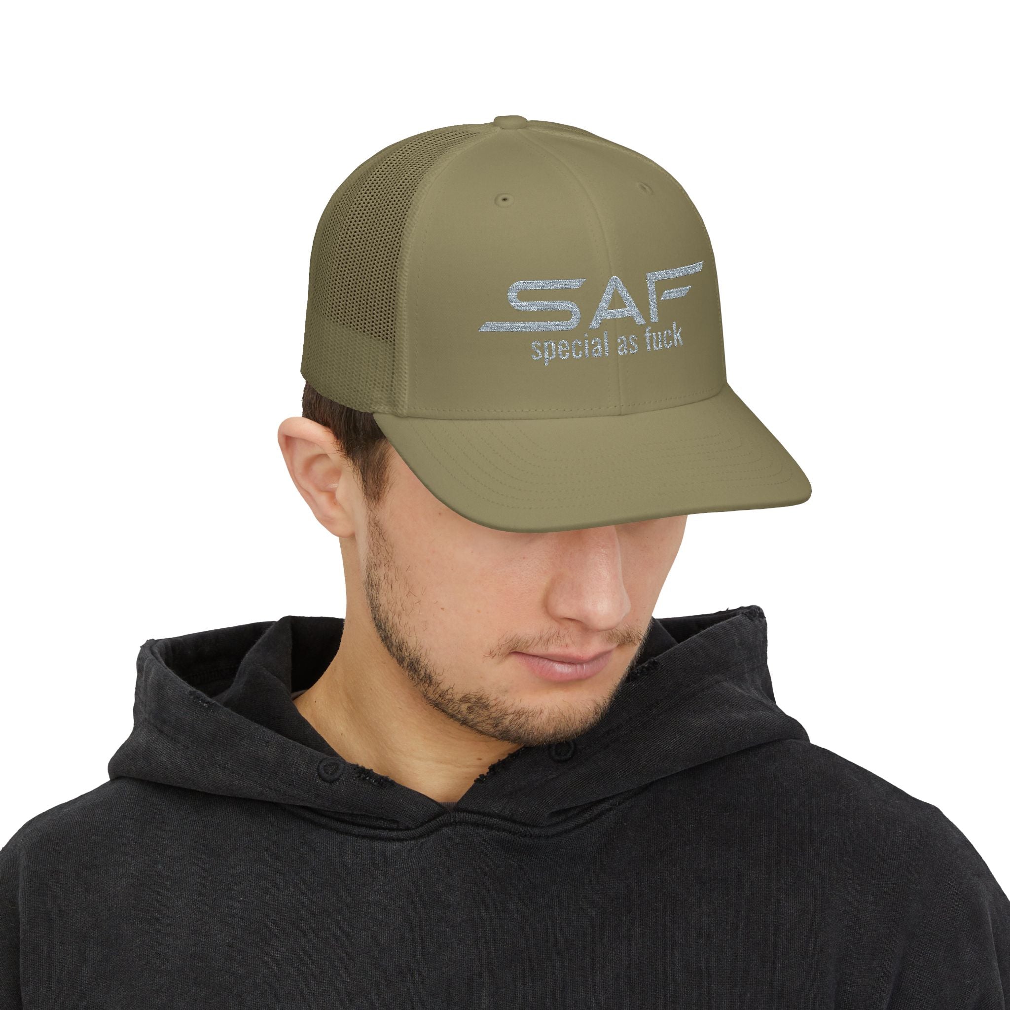 Trucker Cap — "SAF (Special As F**k)" Embroidered Snapback