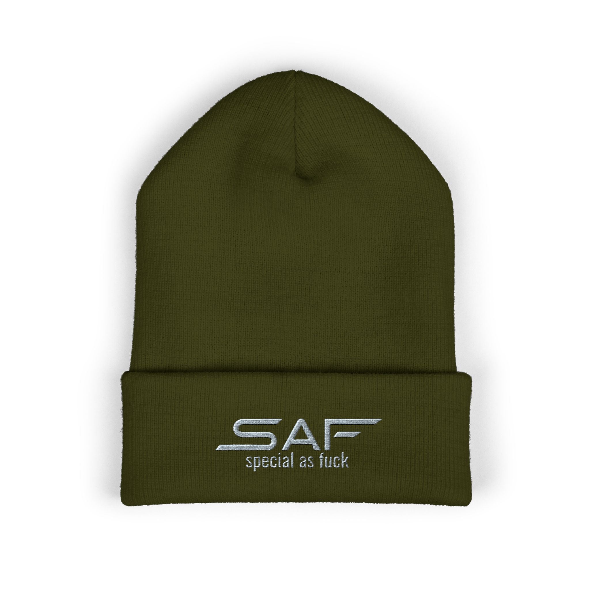 Embroidered 'SAF - special as fuck' Cuffed Beanie