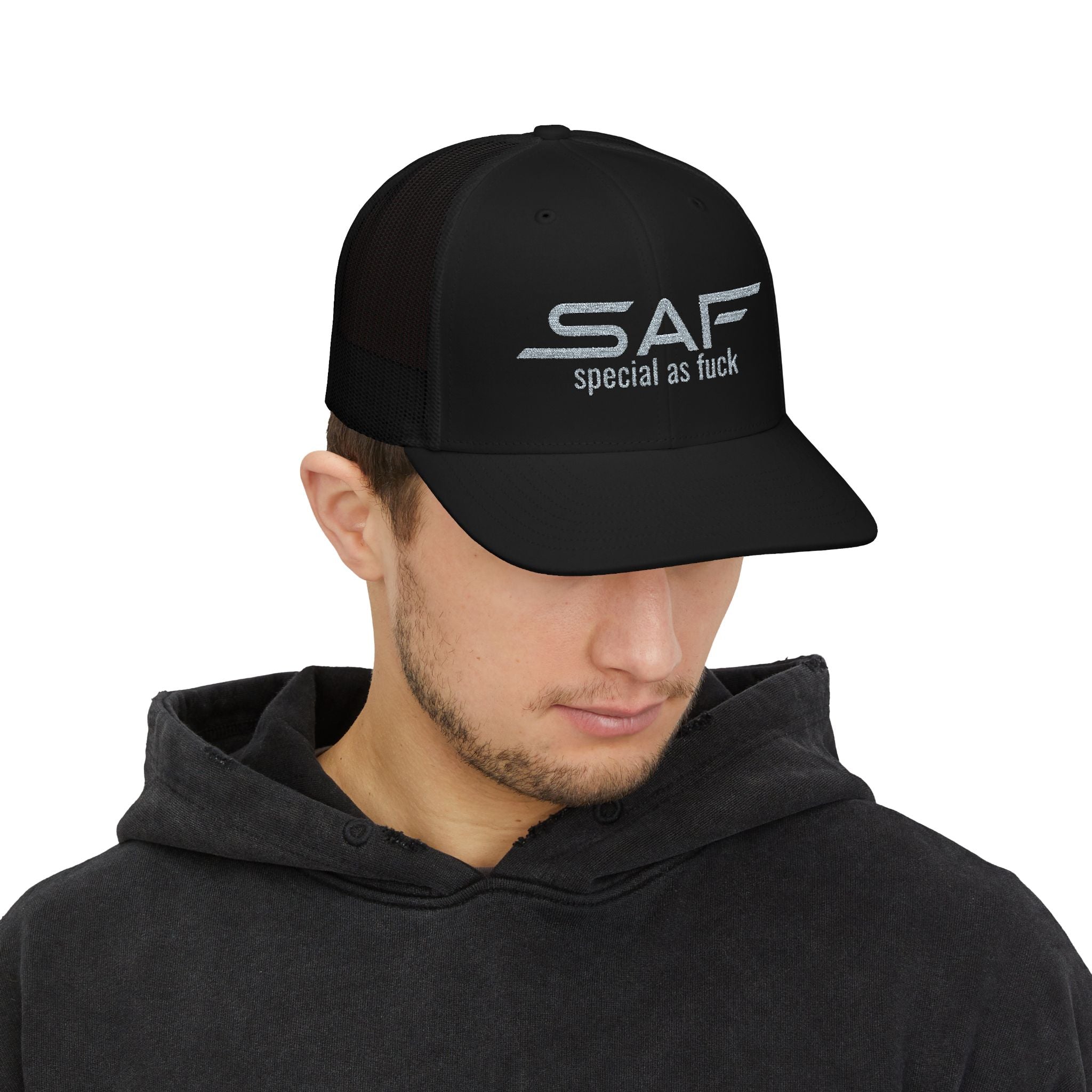 Trucker Cap — "SAF (Special As F**k)" Embroidered Snapback