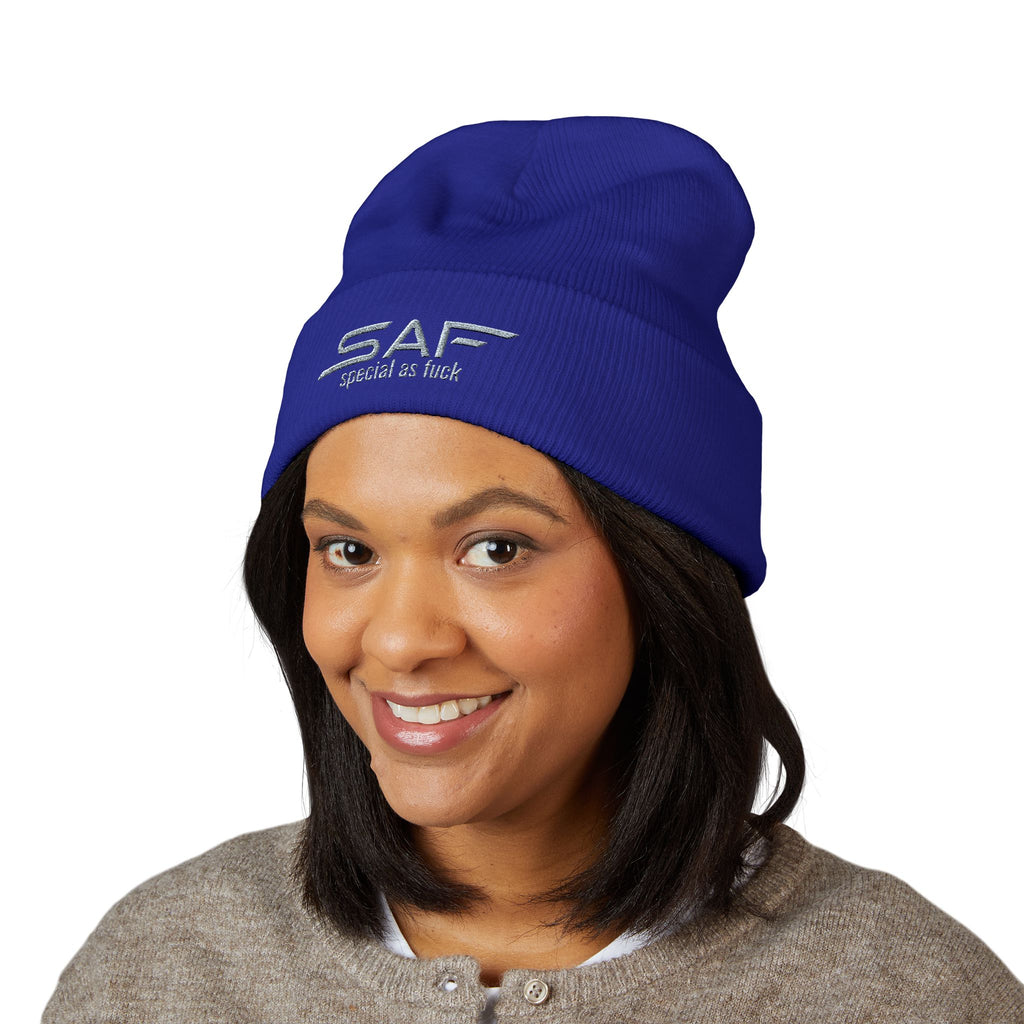 Embroidered 'SAF - special as fuck' Cuffed Beanie