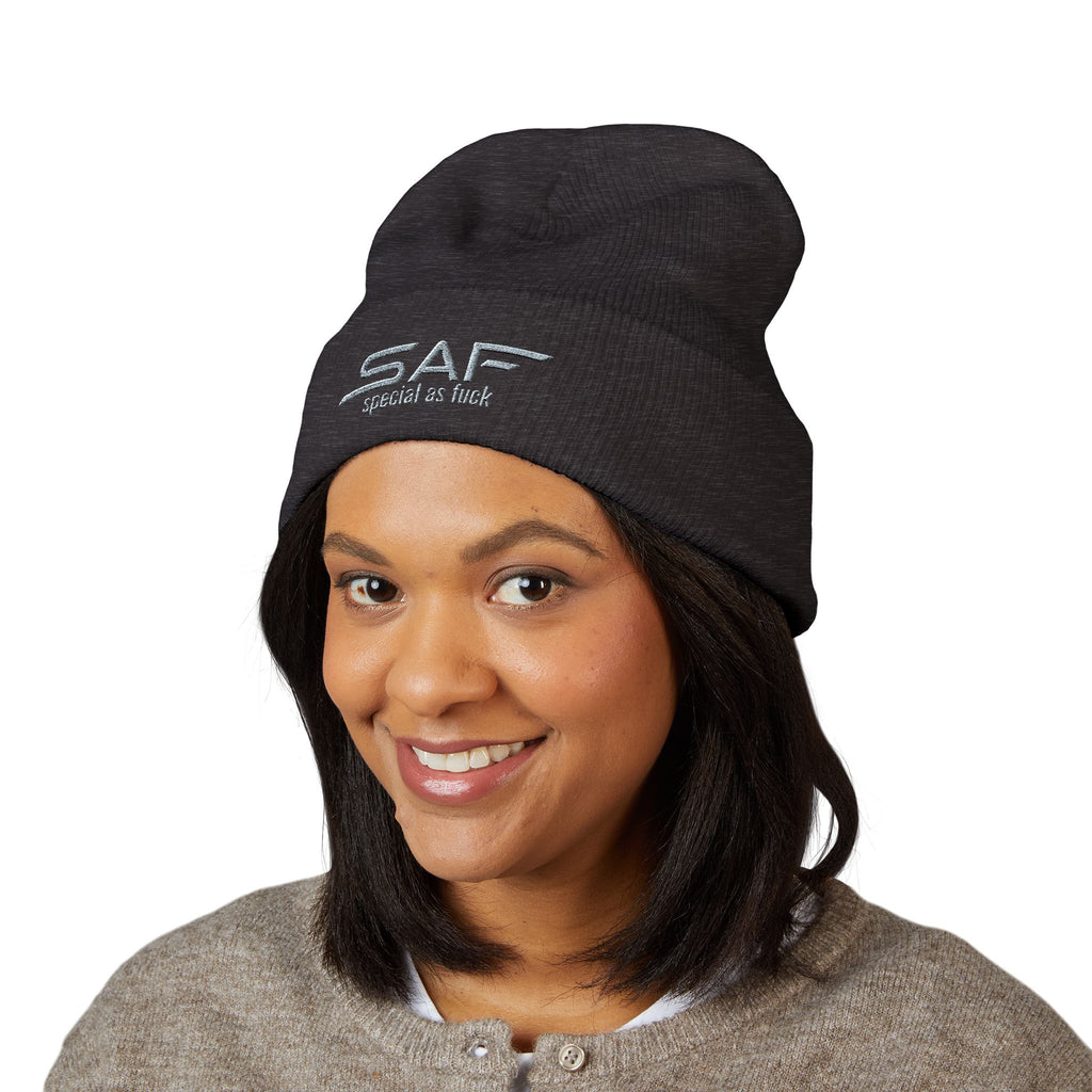 Embroidered 'SAF - special as fuck' Cuffed Beanie