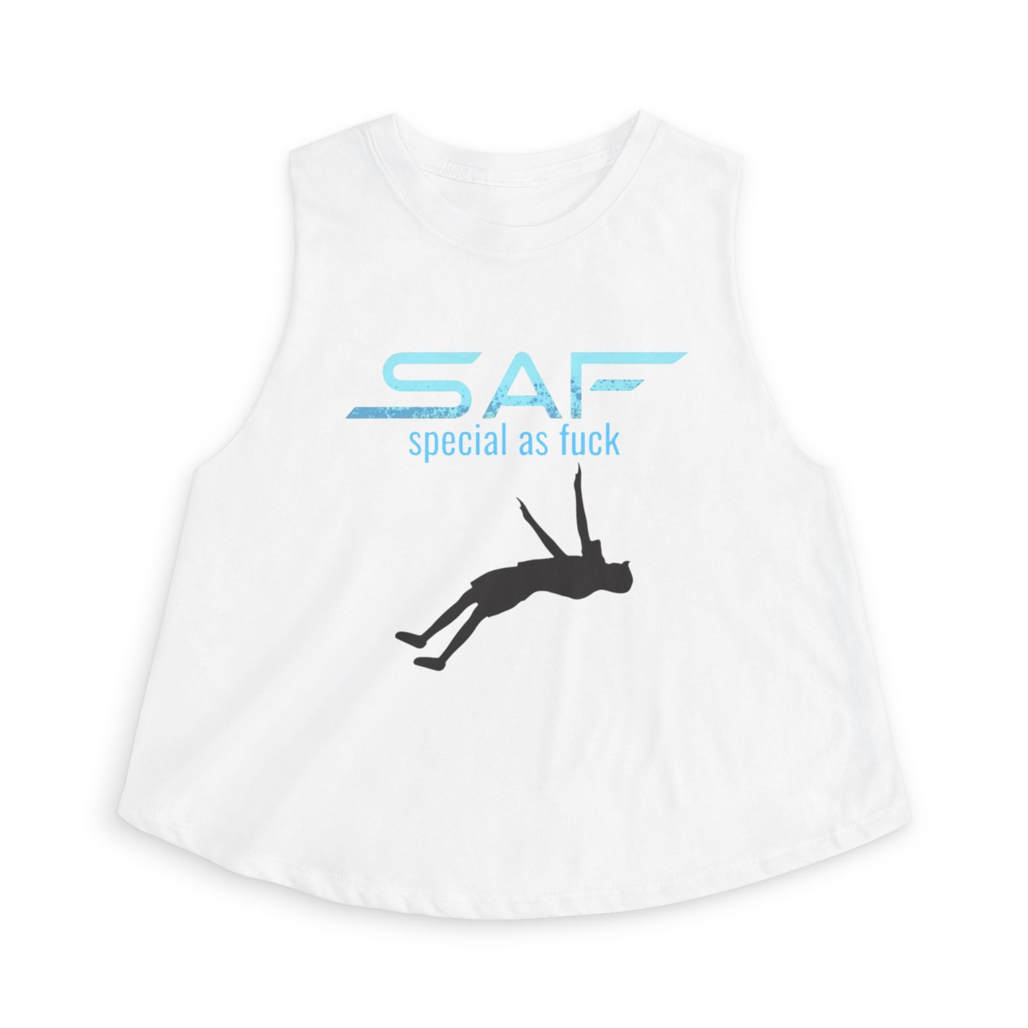Crop Top — "SAF (Special As F**k)" Swing Silhouette Graphic