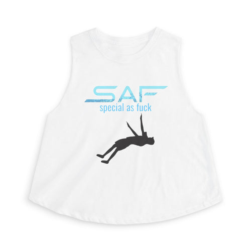 Crop Top — "SAF (Special As F**k)" Swing Silhouette Graphic