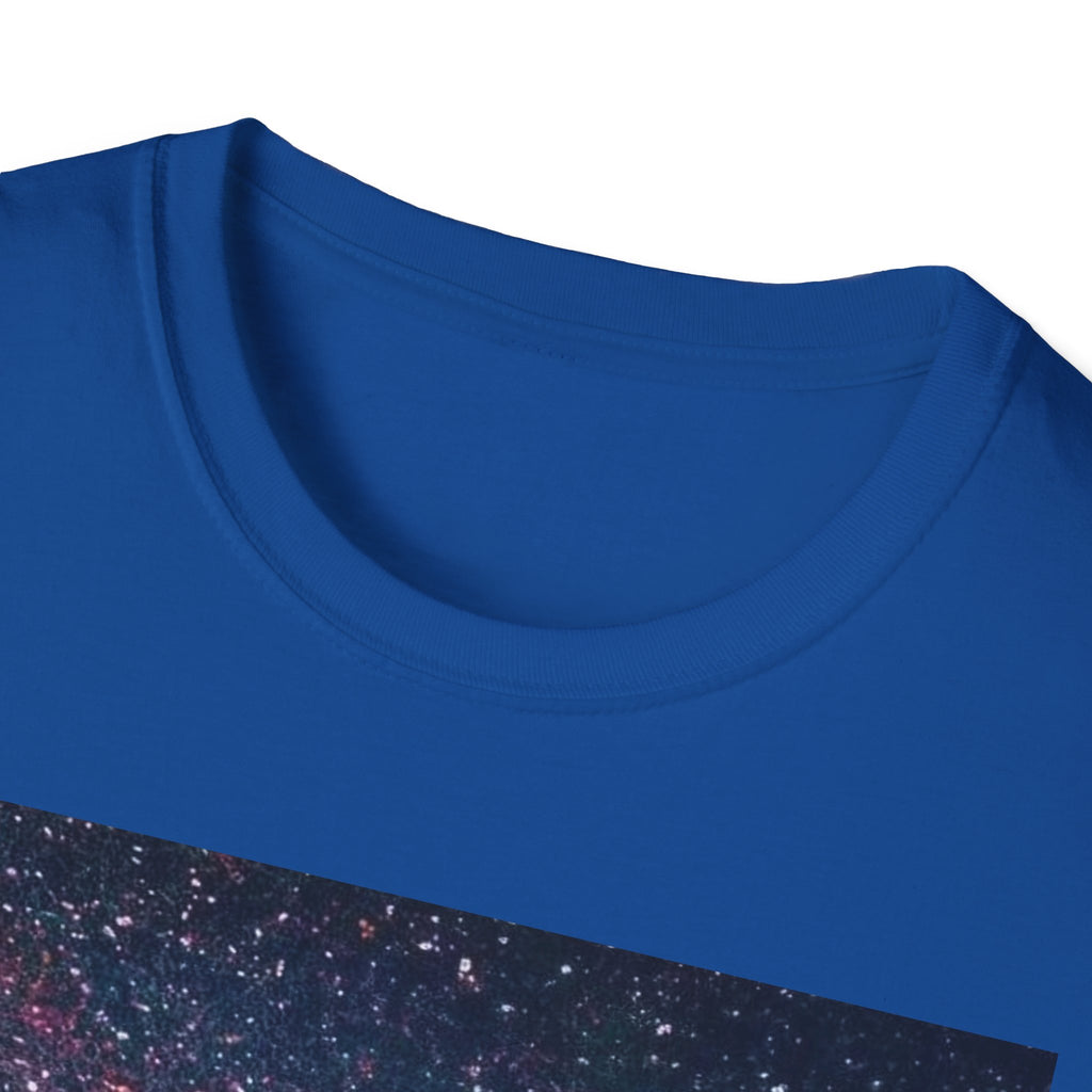 SAF Red Script Galaxy T-Shirt — Space Graphic Tee with 'SAF' Design