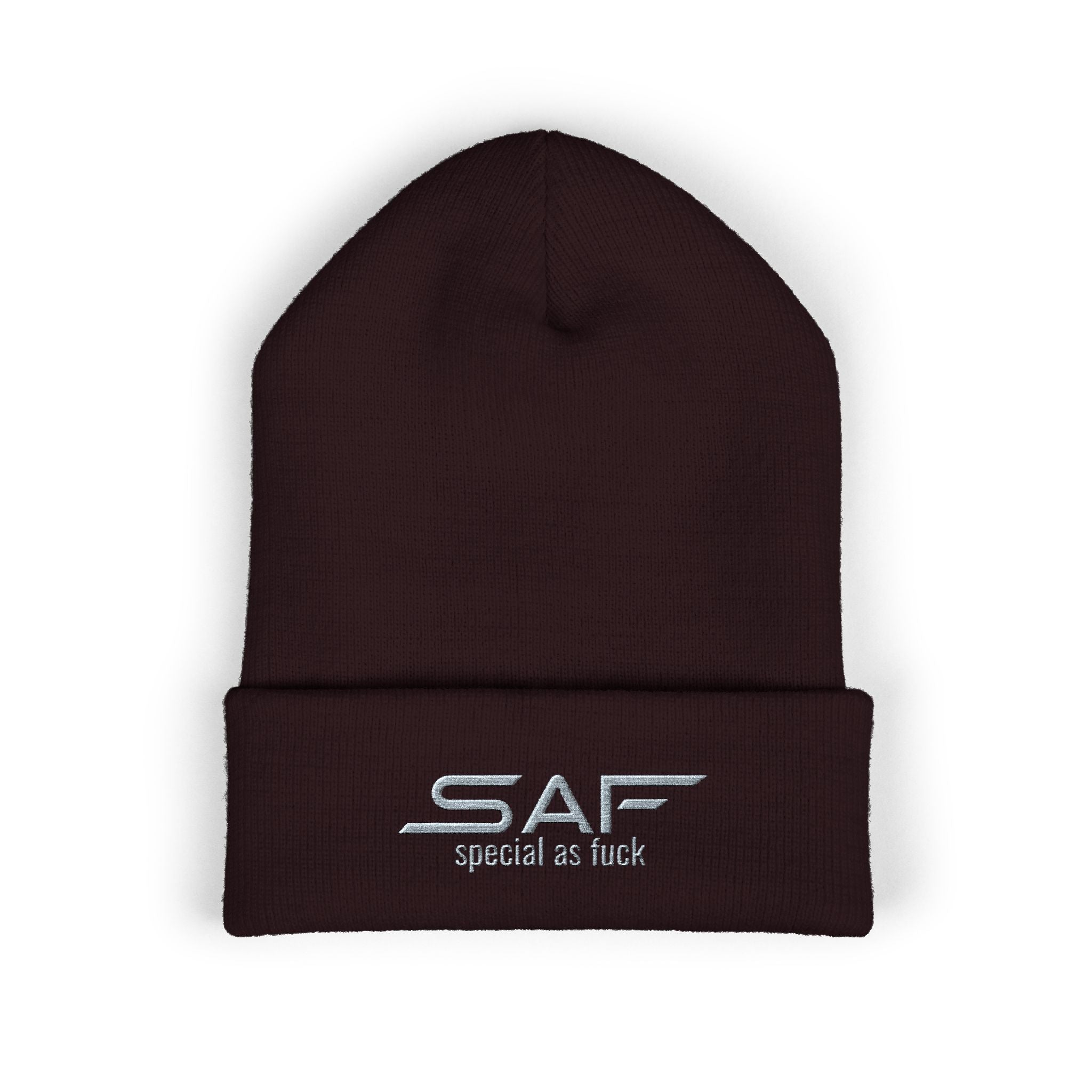 Embroidered 'SAF - special as fuck' Cuffed Beanie
