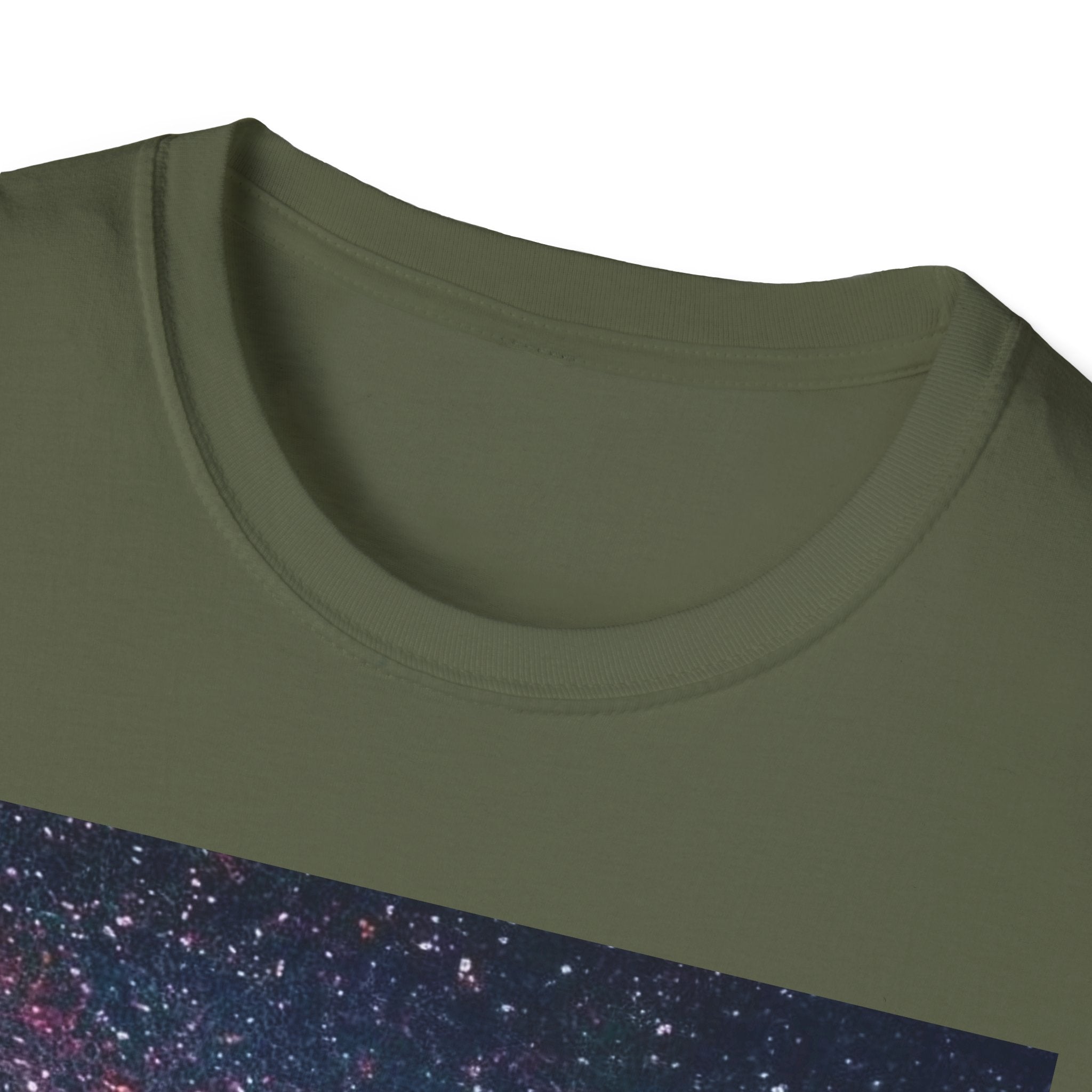 SAF Red Script Galaxy T-Shirt — Space Graphic Tee with 'SAF' Design