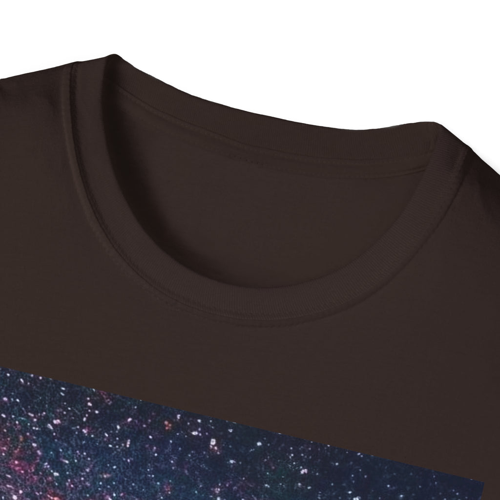 SAF Red Script Galaxy T-Shirt — Space Graphic Tee with 'SAF' Design