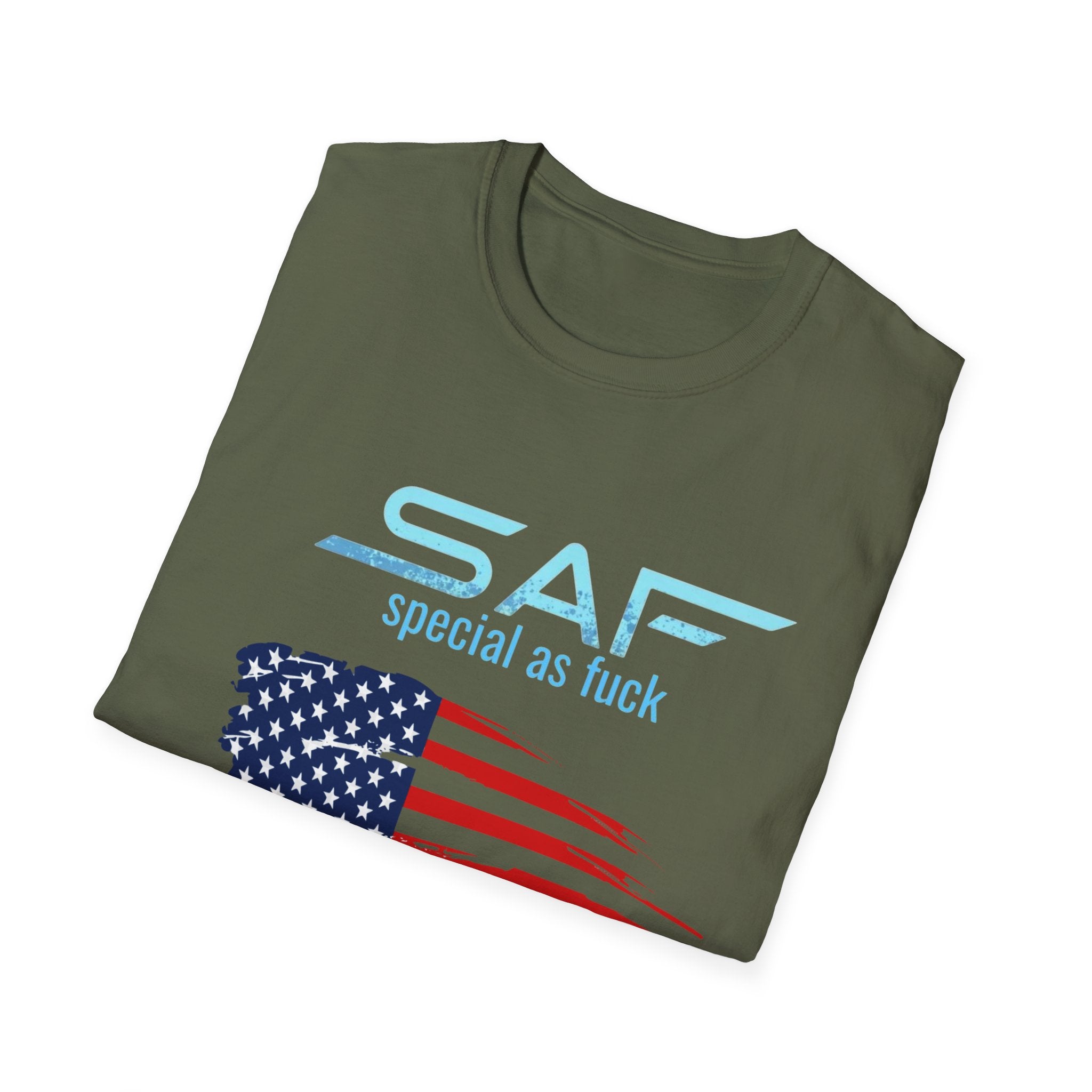 T-Shirt — "SAF Special As F***" American Flag Graphic Patriotic Tee