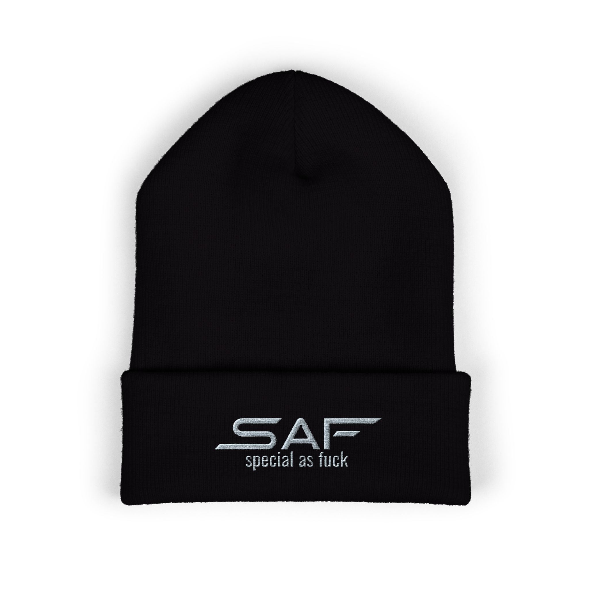 Embroidered 'SAF - special as fuck' Cuffed Beanie