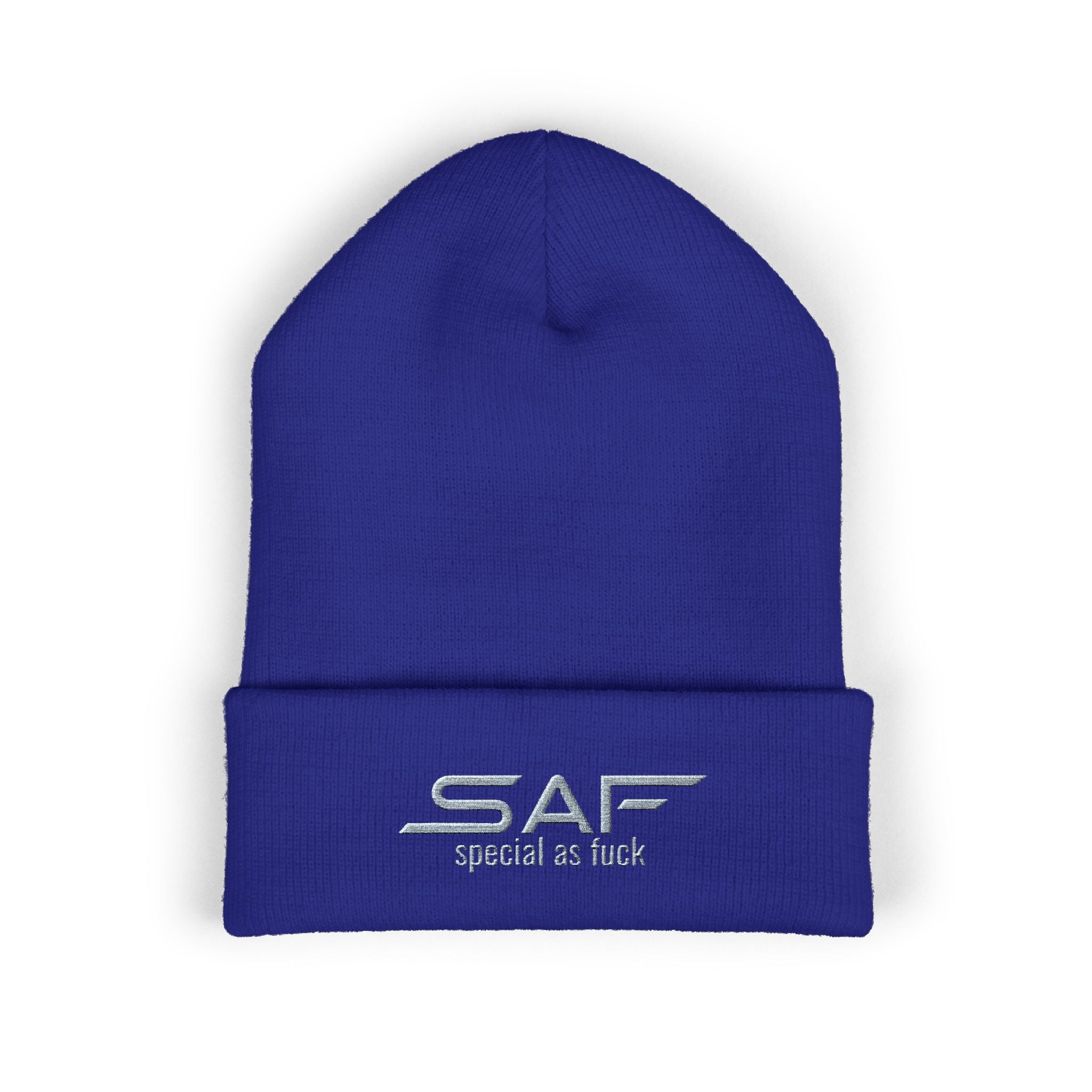 Embroidered 'SAF - special as fuck' Cuffed Beanie