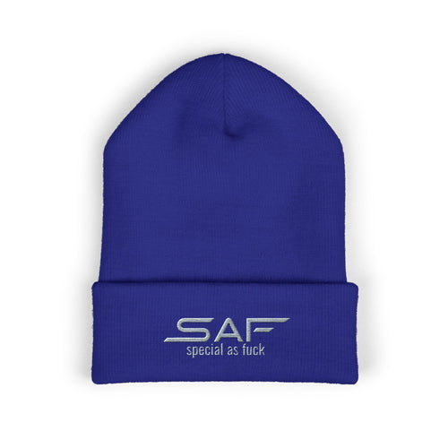 Embroidered 'SAF - special as fuck' Cuffed Beanie