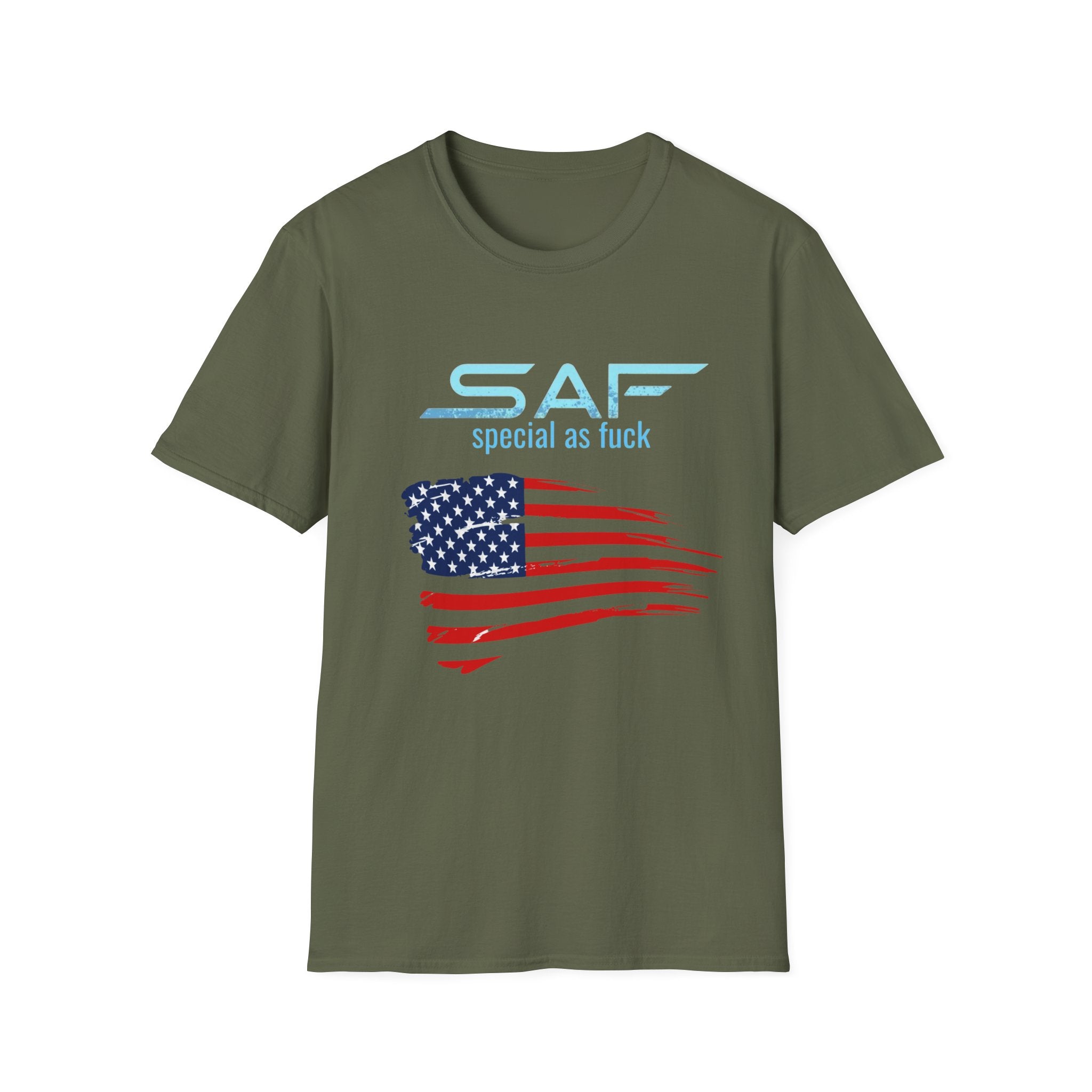 T-Shirt — "SAF Special As F***" American Flag Graphic Patriotic Tee