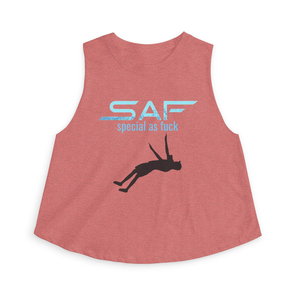 Crop Top — "SAF (Special As F**k)" Swing Silhouette Graphic