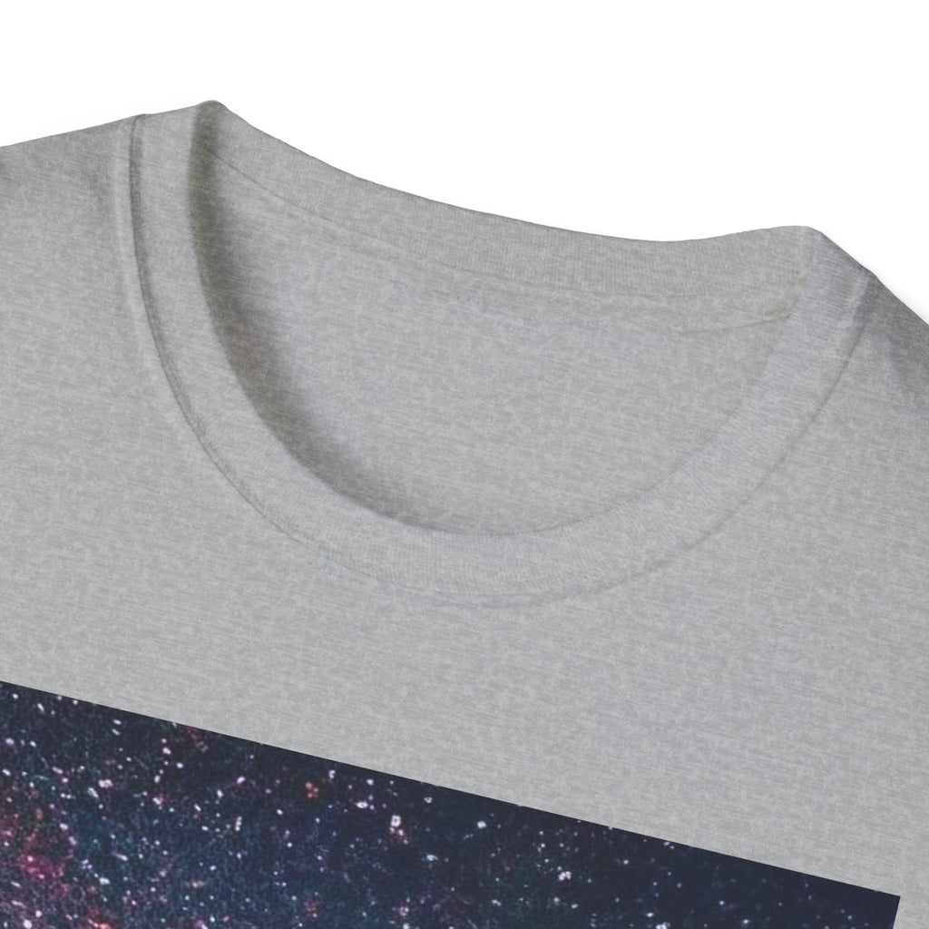 SAF Red Script Galaxy T-Shirt — Space Graphic Tee with 'SAF' Design