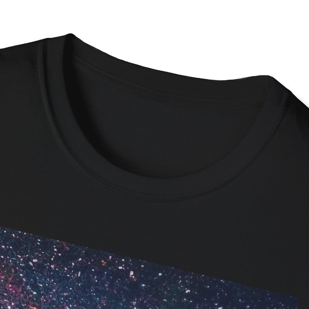 SAF Red Script Galaxy T-Shirt — Space Graphic Tee with 'SAF' Design