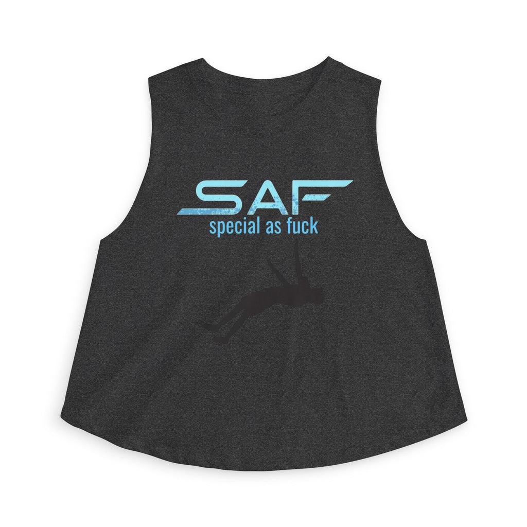 Crop Top — "SAF (Special As F**k)" Swing Silhouette Graphic