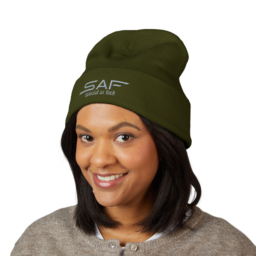 Embroidered 'SAF - special as fuck' Cuffed Beanie