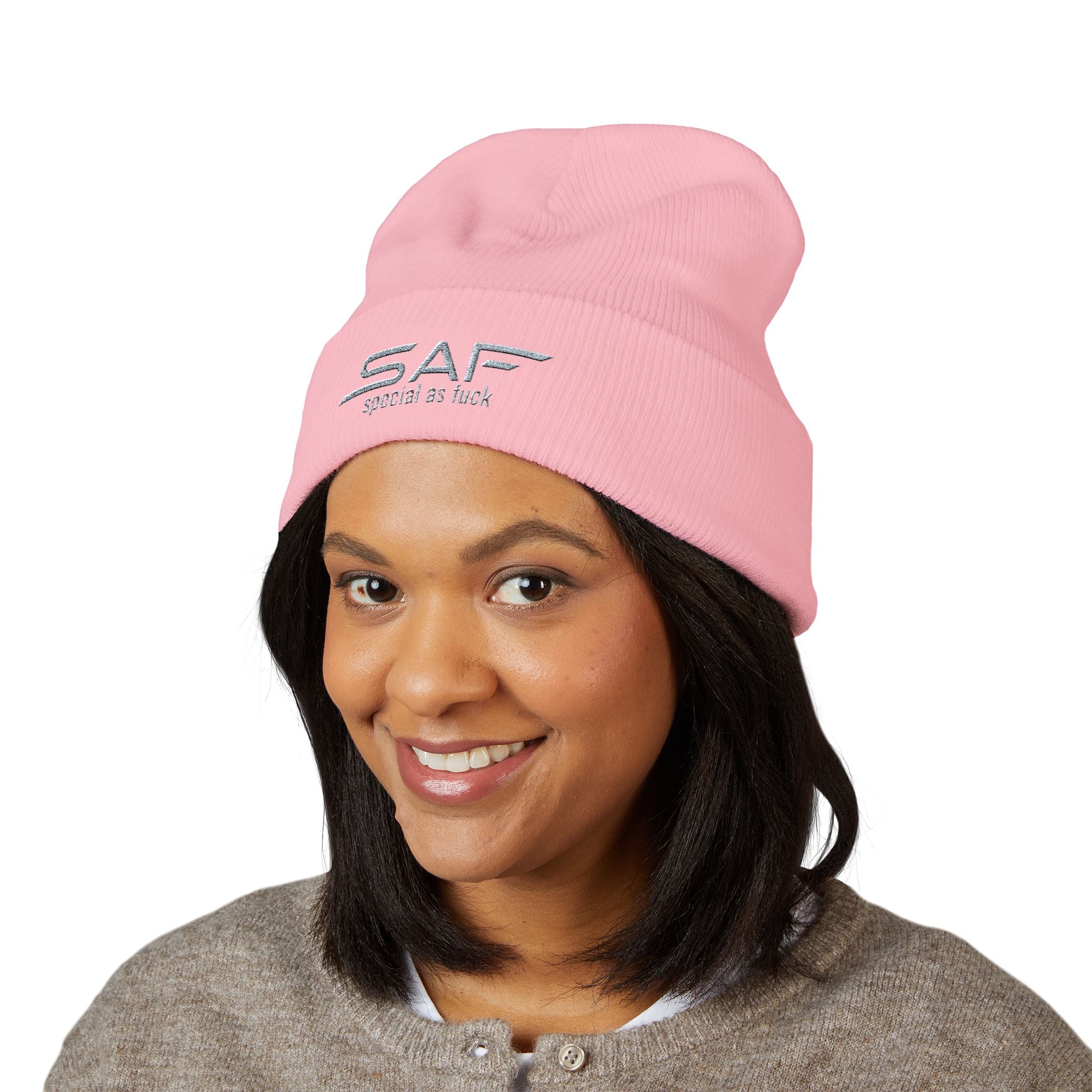 Embroidered 'SAF - special as fuck' Cuffed Beanie